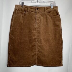 Chaps Corduroy Pencil Skirt Brown Women's 12 Knee Length Classic Casual Stretchy